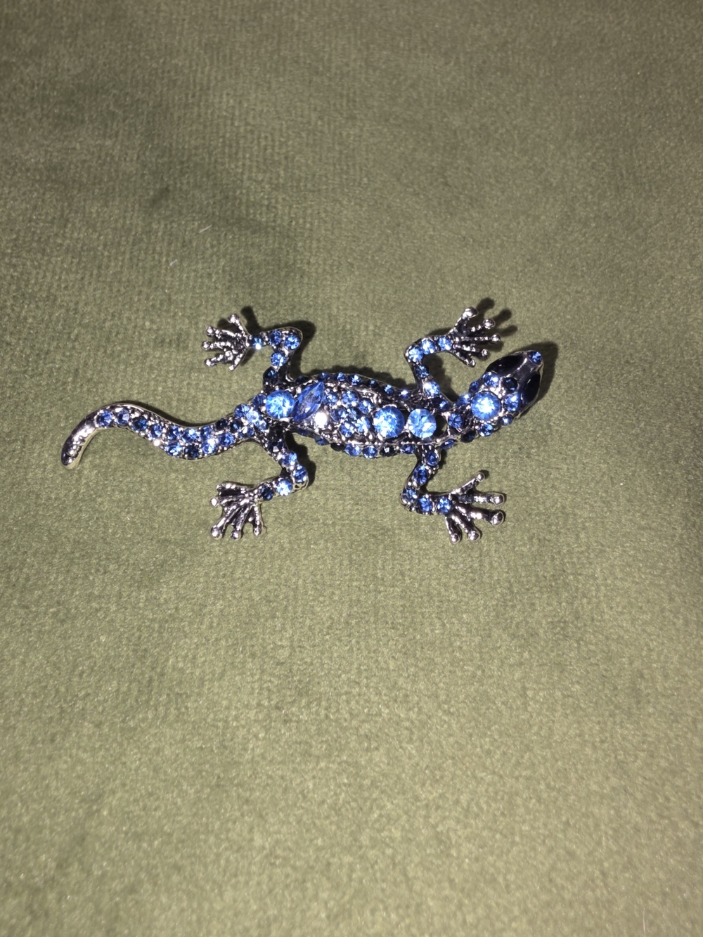 Source Unknown Blue Crystal Lizard Brooch